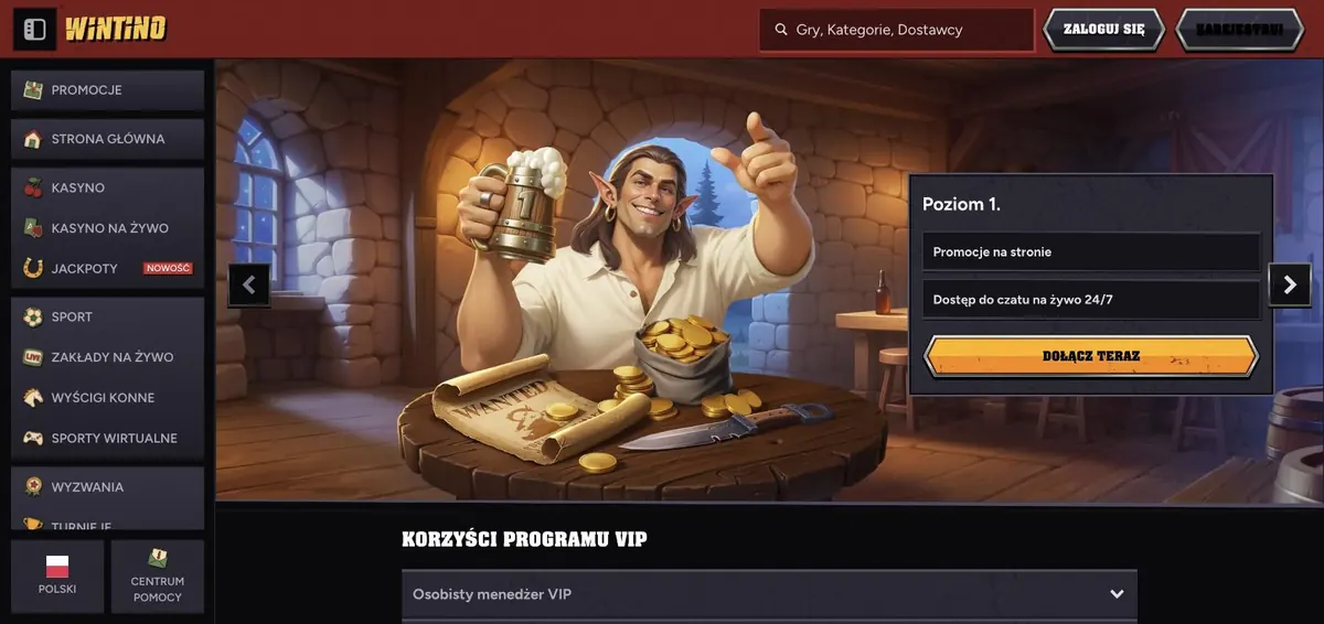Wintino darmowe pieniądze - program VIP poziom 1